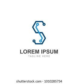 Letter s technology logo, vector icon illustration