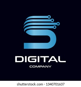 Letter S technology vector logo template. This design with dot symbol is suitable for industrial, automotive and energy, business.