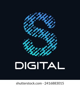 Plantilla de logotipo del vector de tecnología de la letra s. Adecuado para tecnología, digital, web, enlaces, internet, medios, etc