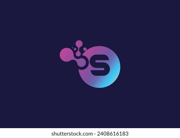 Letter S Technology vector monogram logo design template. Letter S molecule, Science and Bio technology Vector logo
