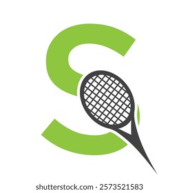 Letter S Tennis Logo. Paddle Symbol Vector Template