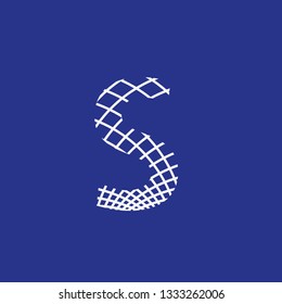 letter S with texture of curved lines that form a lattice