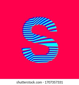 Letter S textured in curved lines, sports style, editable vector