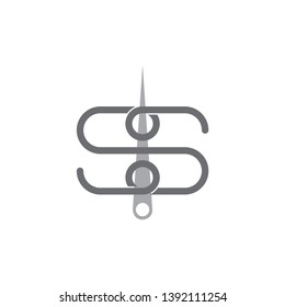 letter s thread needle symbol logo vector