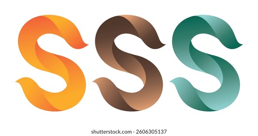 Letter S three gradient logo design vector icon symbol template