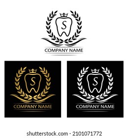 Letter S Tooth Dental Clinic  vector template  Dentist logo company 