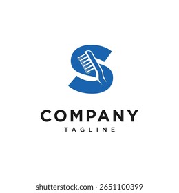 Letra S Vector de icono de logotipo de cepillo de dientes