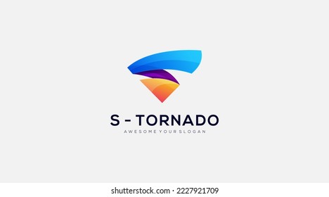 Plantilla de diseño del logotipo del vector de tornado de la letra s