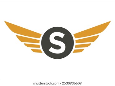 Letter S Transportation Logo Design. Wing Symbol For Freight Sign