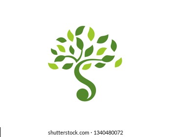 Letter S Tree Leaf Logo with Green Trees that grow rapidly for all your businesses.