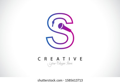 Letter S Trendy Design Logo Concept. Creative Icon Logo with Microphone Shape Vector Illustration.