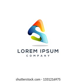 letter S triangle 3D logo design