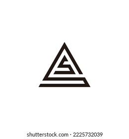 Letter S in S, triangle geometric symbol simple logo vector