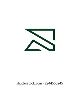 letter s triangle green mountain line logo vector 