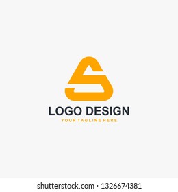 Letter S in triangle logo design vector. Abstract logo design.