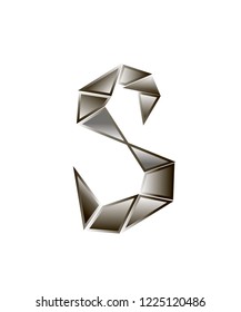 Letter S from triangles and quadrangles gray tone. Logo template elements.