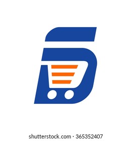 letter s and trolley logo vector.