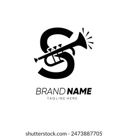 Letter S Trumpet Or Sexophone Logo Design Vector Icon Graphic Emblem Symbol Illustration