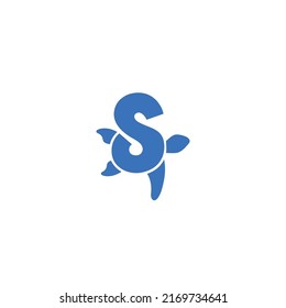 Letter S turtle logo vector illustration isolated object on white background