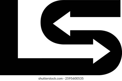 letter s two arrow recycle or exchange logo with vector file.