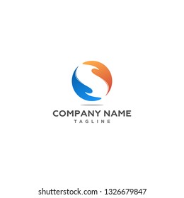 Letter S with two hands logo inspiration