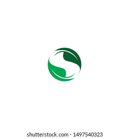 Letter S with two leaf shape icon design company. S logo illustration vector template.