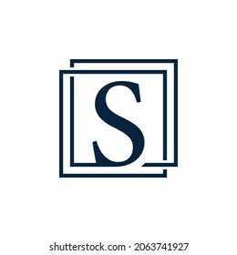 Letter S with two squares logo vector illustration design template.