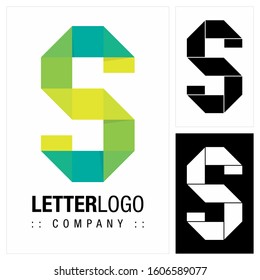 Letter S (Typography) Vector Symbol Company Logo (Logotype). 3d Geometric Paper Fold (Origami) Layered Spiral Style Icon Illustration. Elegant Identity Concept Design Idea Brand Template.