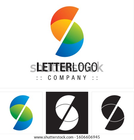 Letter S (Typography) Vector Symbol Company Logo (Logotype). Geometric Multi-colored Style Icon Illustration. Elegant Identity Concept Design Idea Brand Template.