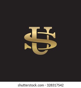 Letter S And U Monogram Golden Logo