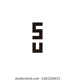 Letter S, U rectangle geometric symbol simple logo vector