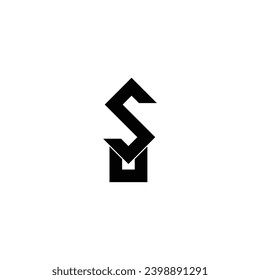 Letter S and U square knife geometric symbol simple logo vector