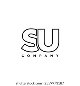 Letter S and U, SU logo design template. Minimal monogram initial based logotype.