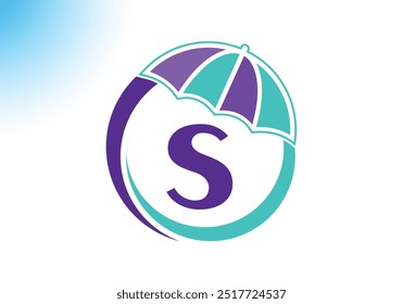 Letter S Umbrella Logo Design Vector Template.