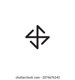 
letter S unique kite simple symbol logo vector