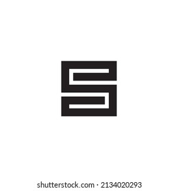 letter S unique outline. box. simple symbol logo vector