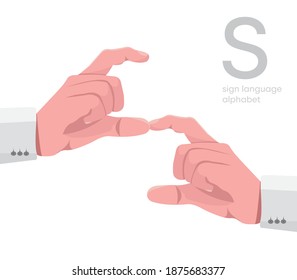 The letter 'S. Universal and Turkish handicapped hand alphabet letter S. Disabled hand. Hand tongue. Learning the alphabet, non-verbal communication, expression gestures vector.