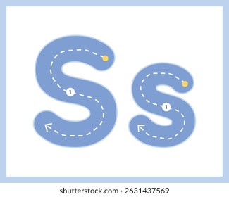 Letter S Uppercase ad Lowercase Alphabet Tracing Guide for Kids Worksheet