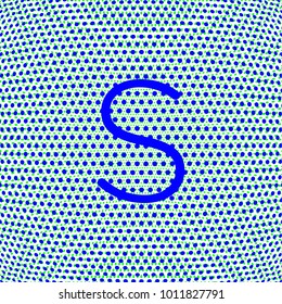 letter S in uppercase with dot effect, blue color for various uses related to teaching and education, editable vector