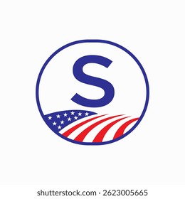 Letter S USA Agriculture Logo Design. Farming Symbol Vector Template