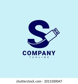 diseño del logotipo de la letra S usb limpio y profesional del vector
