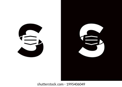 Letter S use face mask. Very suitable in campaign for health fighting coronavirus. Also for icon, symbol and many more.