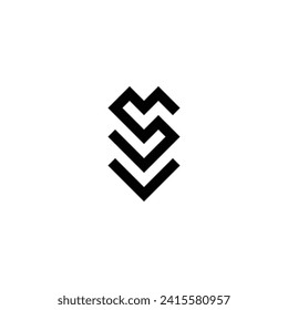 Letter S and v hearts, square geometric symbol simple logo vector
