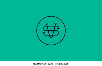 LETTER S AND V LOGO WITH CIRCLE FRAME FOR LOGO DESIGN OR ILLUSTRATION USE