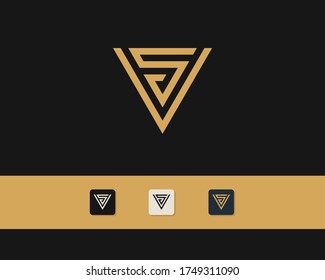Letter S V logo design. creative minimal monochrome monogram symbol. Universal elegant vector emblem. Premium business logotype. Graphic alphabet symbol for corporate identity