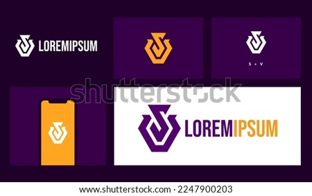 Letter S V logo design. creative minimal monochrome monogram symbol. Universal elegant vector emblem. Premium business logotype. Graphic alphabet symbol for corporate identity