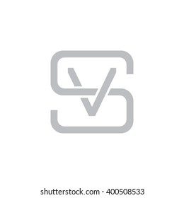 letter S and V monogram square shape logo gray