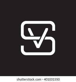 letter S and V monogram square shape logo white black background