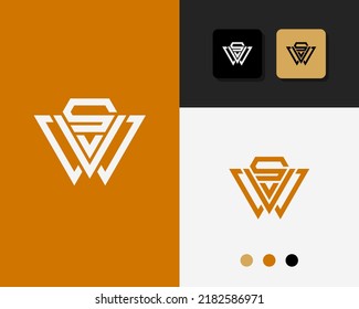 Diseño del logotipo de la letra S V W. símbolo monocromo creativo mínimo. emblema vectorial universal elegante. Logotipo de negocio premium. Símbolo gráfico del alfabeto para identidad corporativa