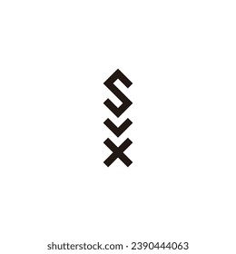 Letter S, v and x squares geometric symbol simple logo vector
